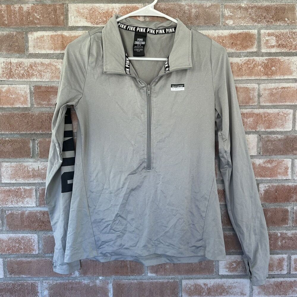 PINK Victoria’s Secret Dri Fit Quarter Zip Medium Gray